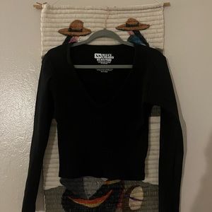 Big Bud Press Long Sleeve V Neck Tee Size XS BLACK